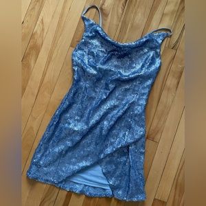 Cowl Neck Sequin Mini Dress